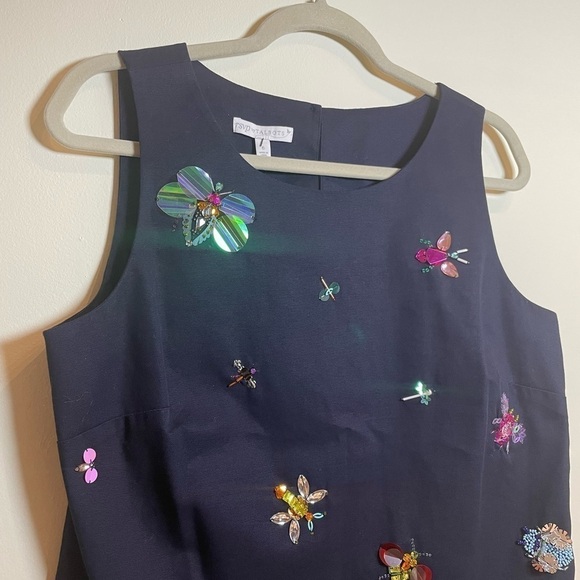 RSVP Talbots Faille Sequin Beaded Jewel Insect Top Size 6 NWT - Picture 5 of 9